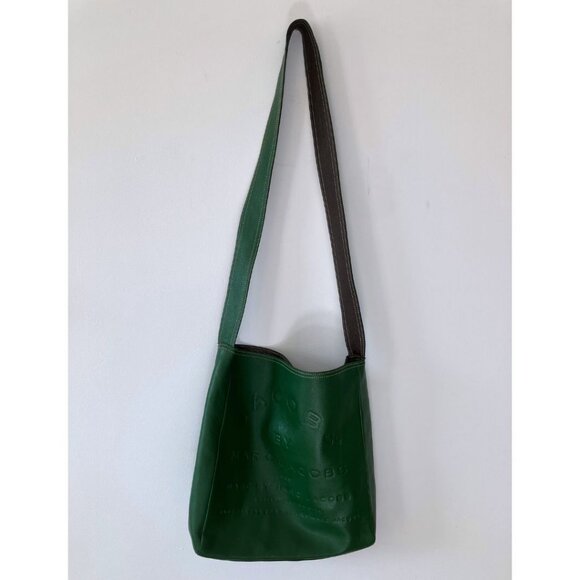 Marc by Marc Jacobs Leather Reversible Tote Bag Green Brown - Picture 2 of 5